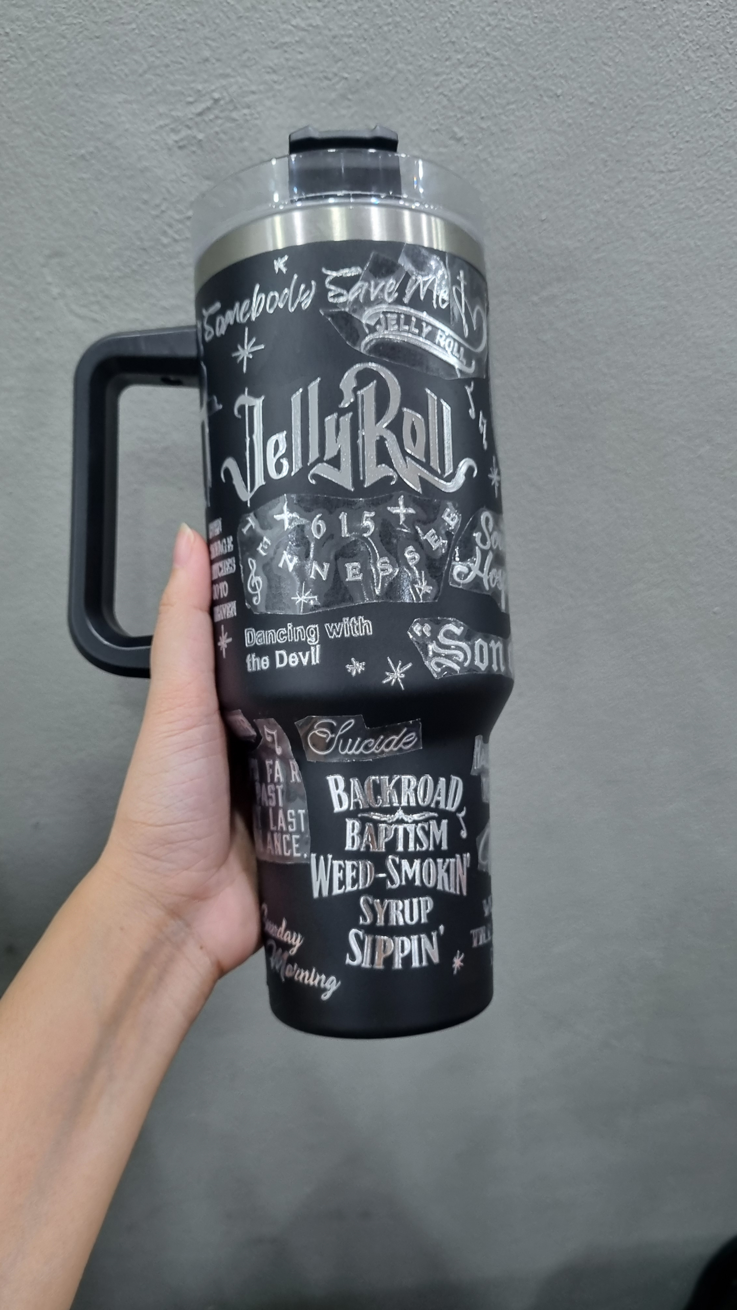 Country Music Jelly Roll Laser Engraved Custom Stanley Quencher HG 30oz or 40oz Engraved Stainless Steel Tumbler With Handle
