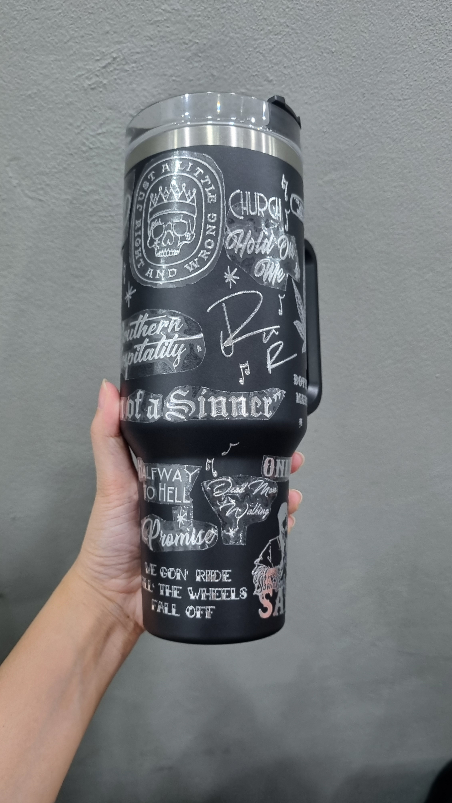 Country Music Jelly Roll Laser Engraved Custom Stanley Quencher HG 30oz or 40oz Engraved Stainless Steel Tumbler With Handle