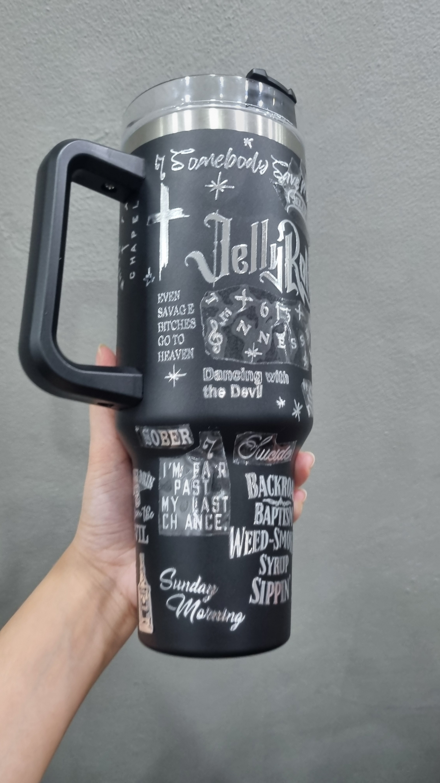 Country Music Jelly Roll Laser Engraved Custom Stanley Quencher HG 30oz or 40oz Engraved Stainless Steel Tumbler With Handle