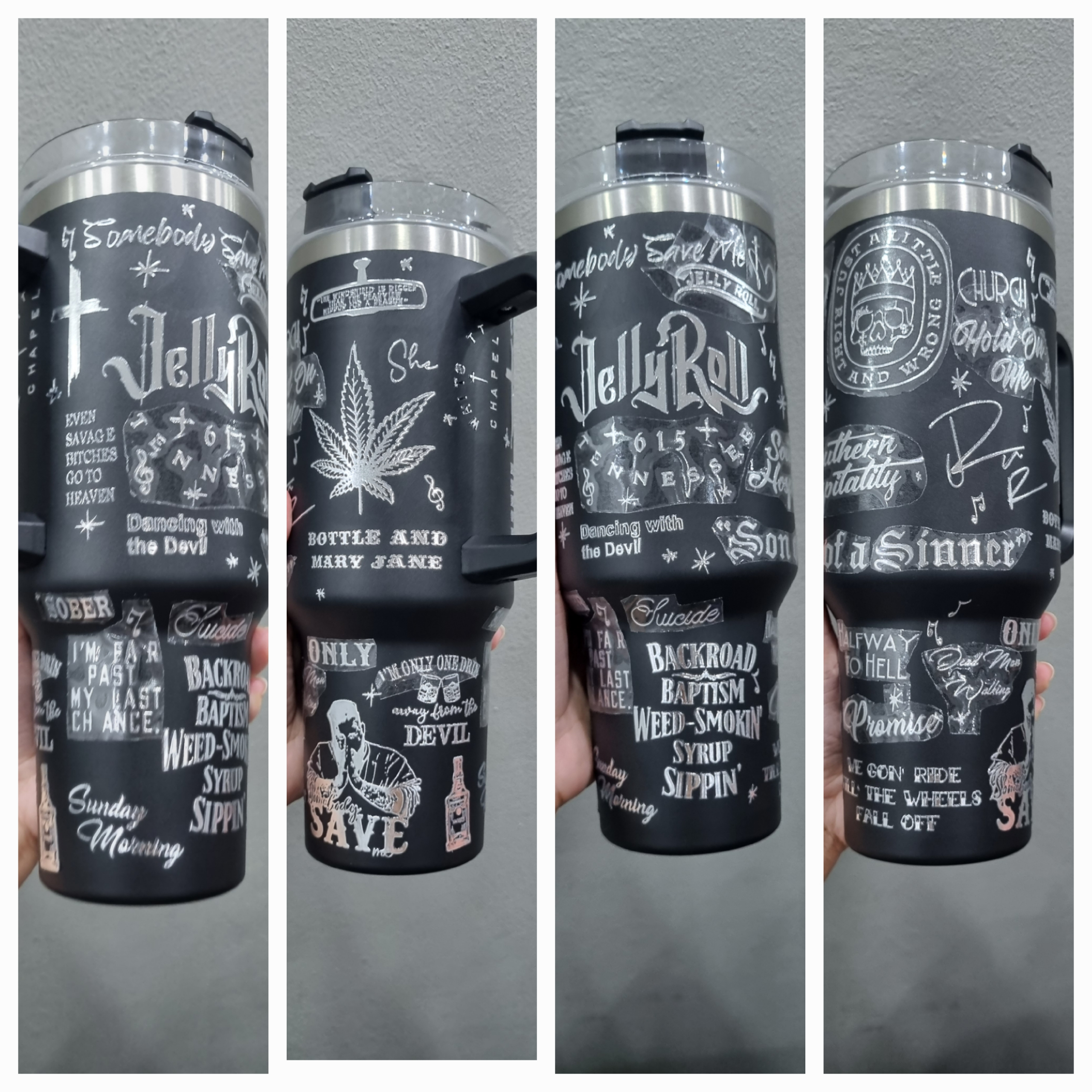 Country Music Jelly Roll Laser Engraved Custom Stanley Quencher HG 30oz or 40oz Engraved Stainless Steel Tumbler With Handle