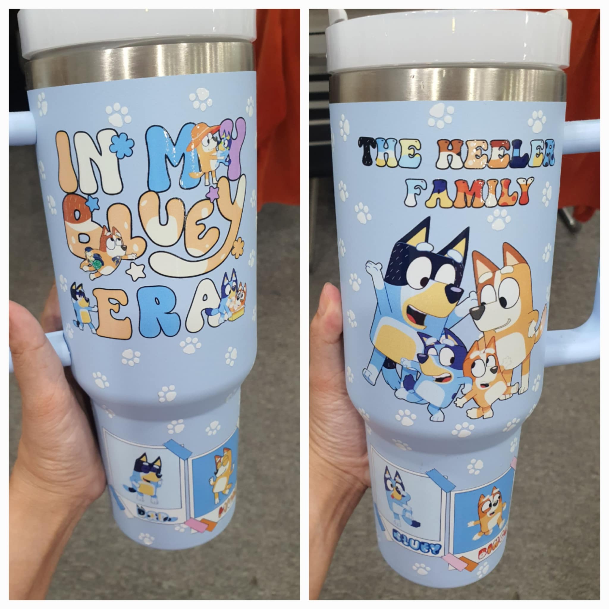 In My Blu3y Era Heeler Family Cartoon Custom Quencher 30oz or 40oz Stainless Steel Tumbler With Handle HG