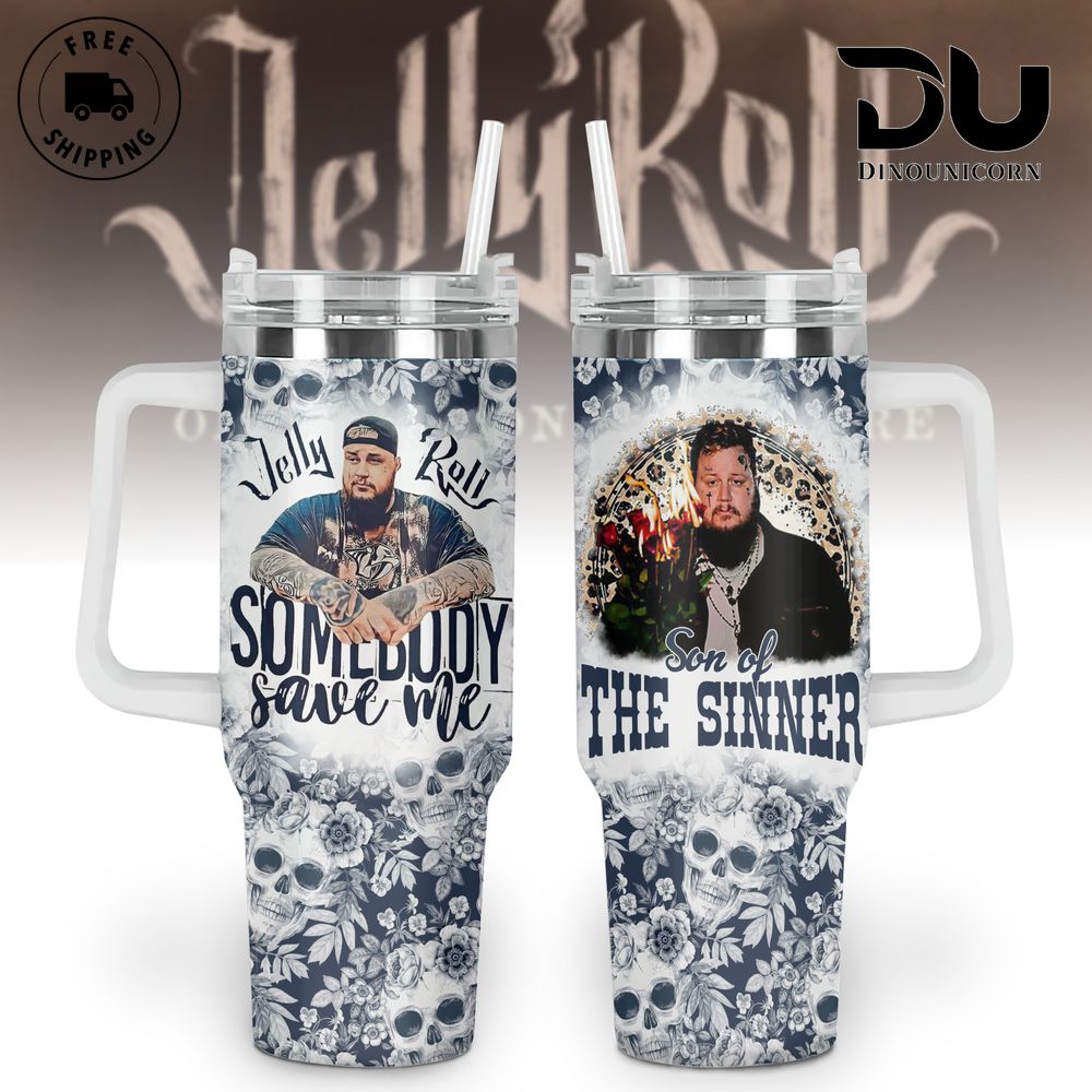 Jelly Roll Music Custom Stanley Quencher 30oz or 40oz Stainless Steel Tumbler With Handle HG