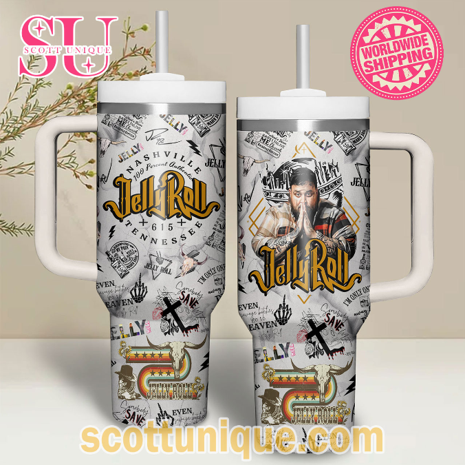 Jelly Roll Nashville White Limited Edition 30oz or 40oz Stainless Steel Tumbler With Handle HG
