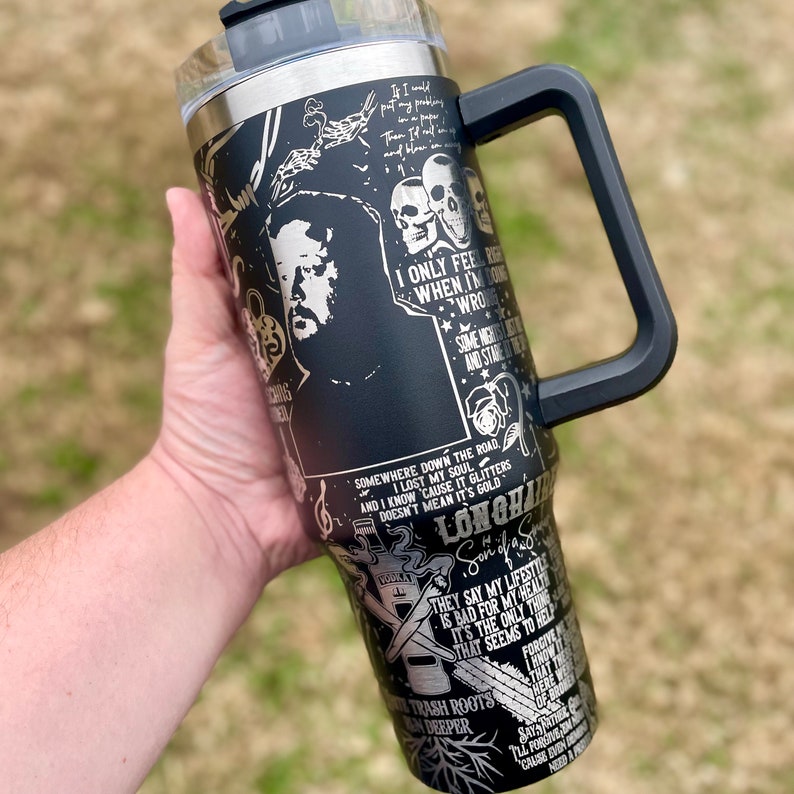 Country Music Jelly Roll Laser Engraved Custom Stanley Quencher HG 30oz or 40oz Engraved Stainless Steel Tumbler With Handle