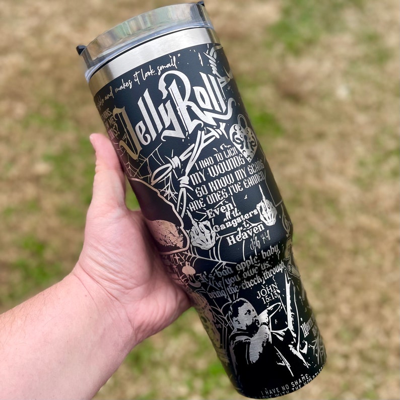 Country Music Jelly Roll Laser Engraved Custom Stanley Quencher HG 30oz or 40oz Engraved Stainless Steel Tumbler With Handle