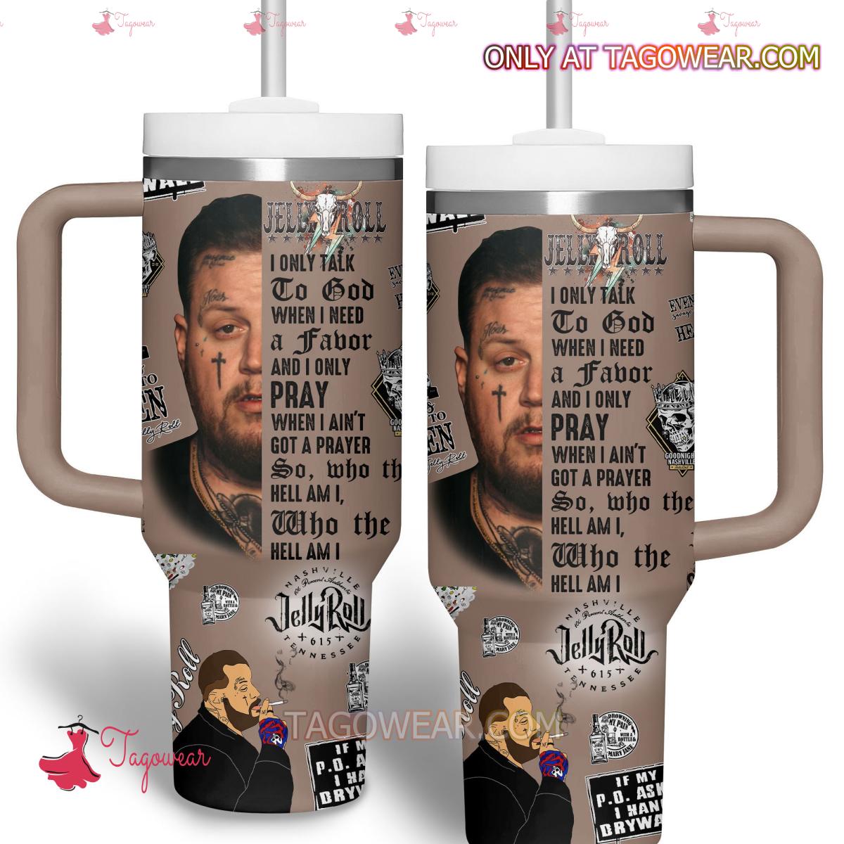 Jelly Roll Music Custom Stanley Quencher 30oz or 40oz Stainless Steel Tumbler With Handle HG