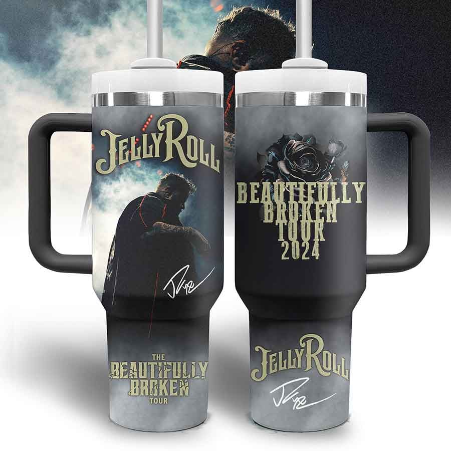 Jelly Roll Music Custom Stanley Quencher 30oz or 40oz Stainless Steel Tumbler With Handle HG