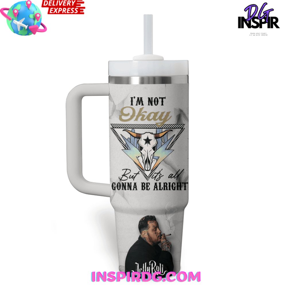 Jelly Roll Music Custom Stanley Quencher 30oz or 40oz Stainless Steel Tumbler With Handle HG