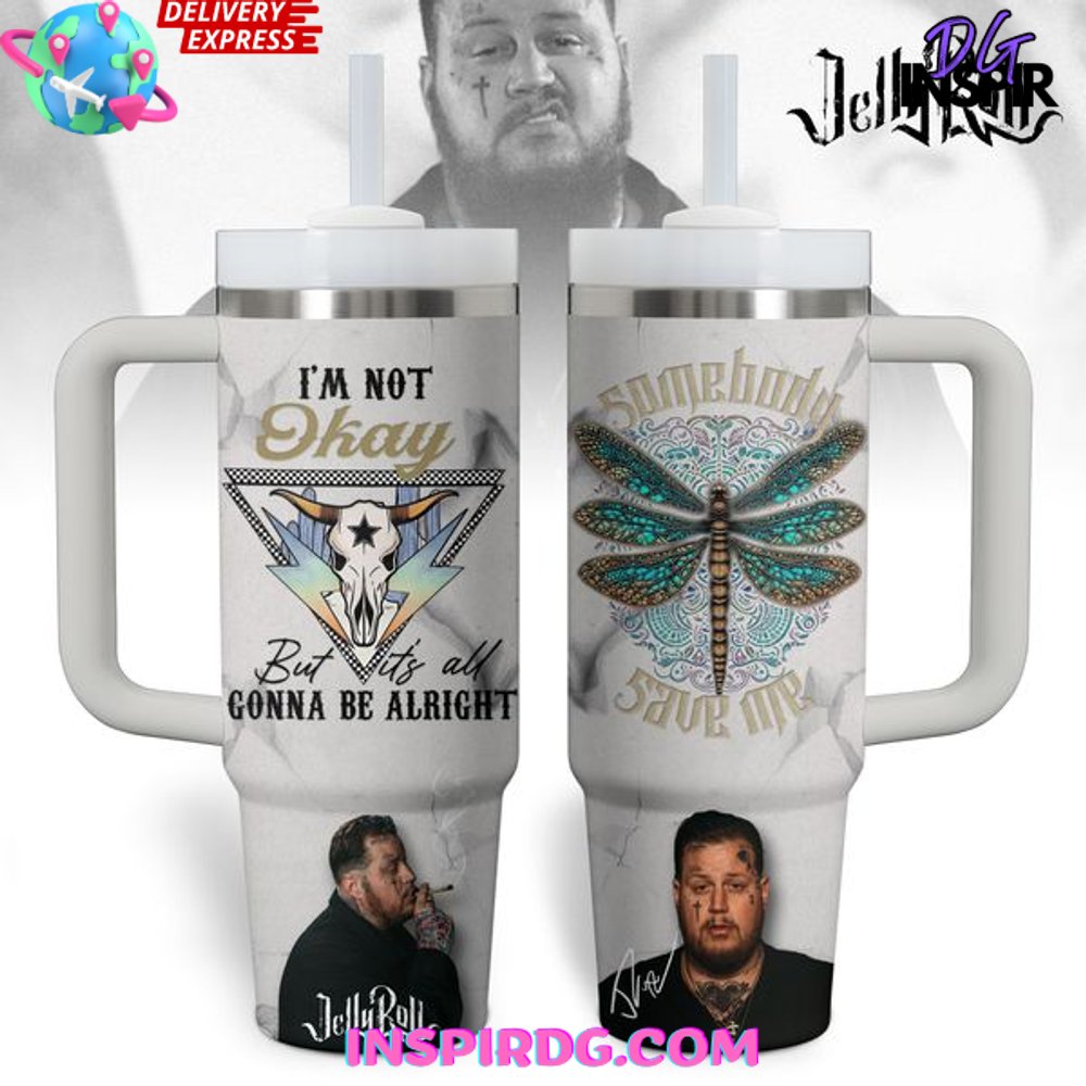 Jelly Roll Music Custom Stanley Quencher 30oz or 40oz Stainless Steel Tumbler With Handle HG