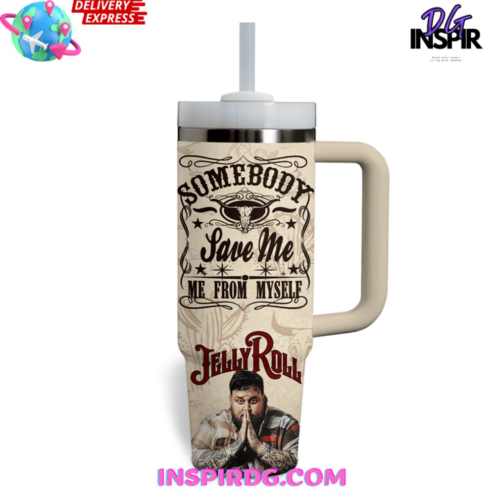 Jelly Roll Music Custom Stanley Quencher 30oz or 40oz Stainless Steel Tumbler With Handle HG