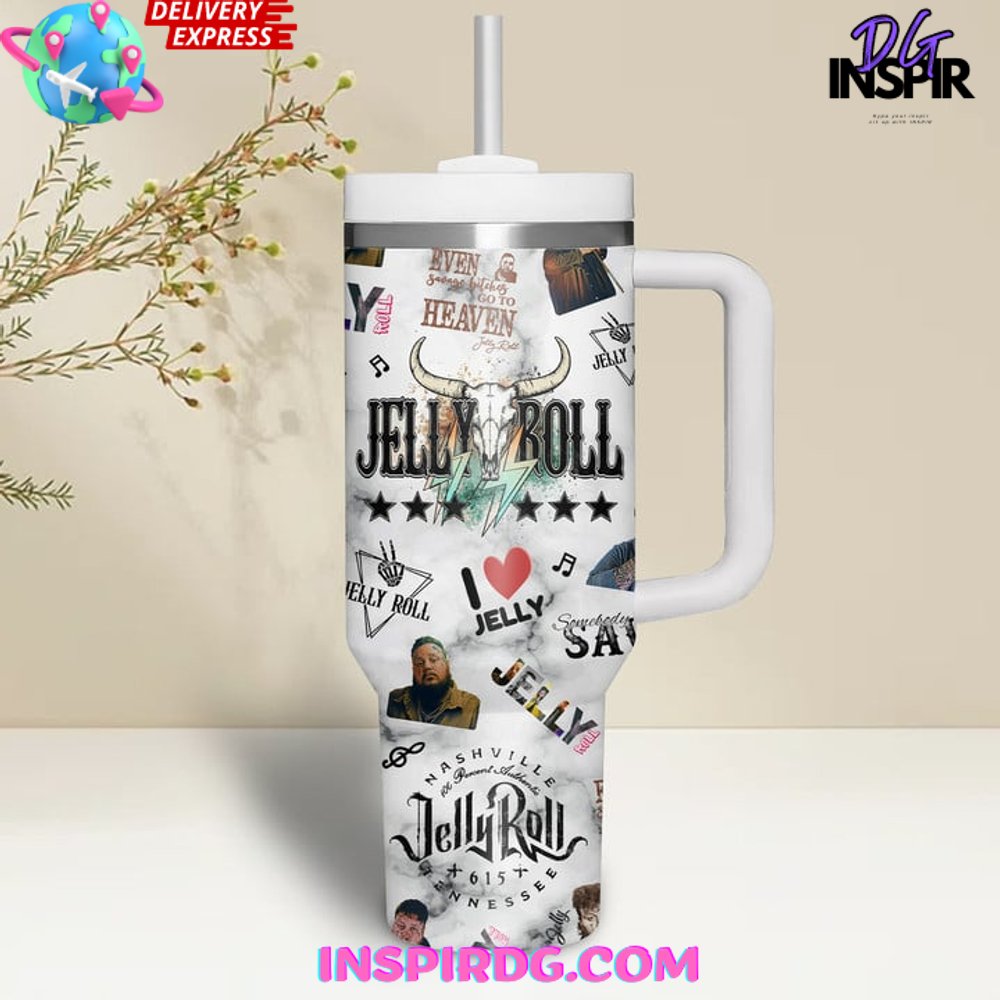 Jelly Roll Music Custom Stanley Quencher 30oz or 40oz Stainless Steel Tumbler With Handle HG