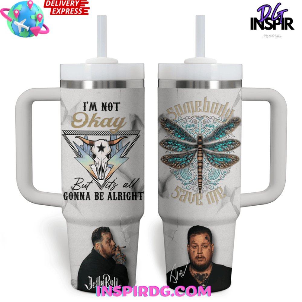 Jelly Roll Music Custom Stanley Quencher 30oz or 40oz Stainless Steel Tumbler With Handle HG
