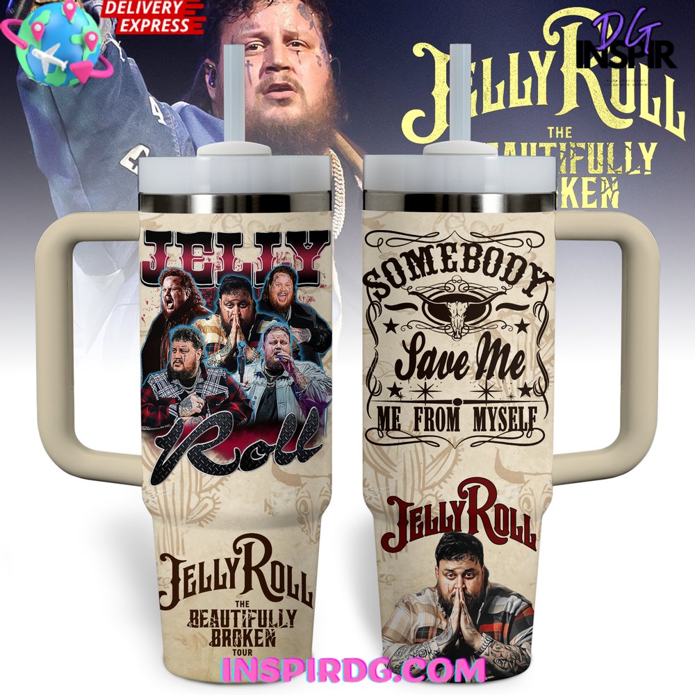 Jelly Roll Music Custom Stanley Quencher 30oz or 40oz Stainless Steel Tumbler With Handle HG