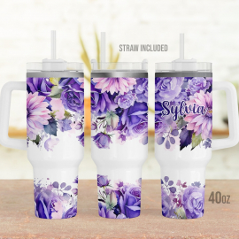 il_1140xN.4938329638_72pz.jpg Purple Flowers Personalized Floral  30oz or 40oz Tumbler with Handle, Gift for Her HG