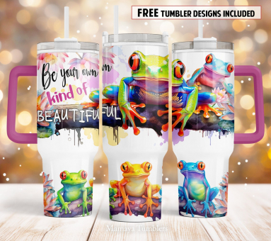 Be your own kind of beautiful 30oz or 40oz Quencher Tumbler Gift For Her Him Birthday Gift LN Funny frogs flower Motivation