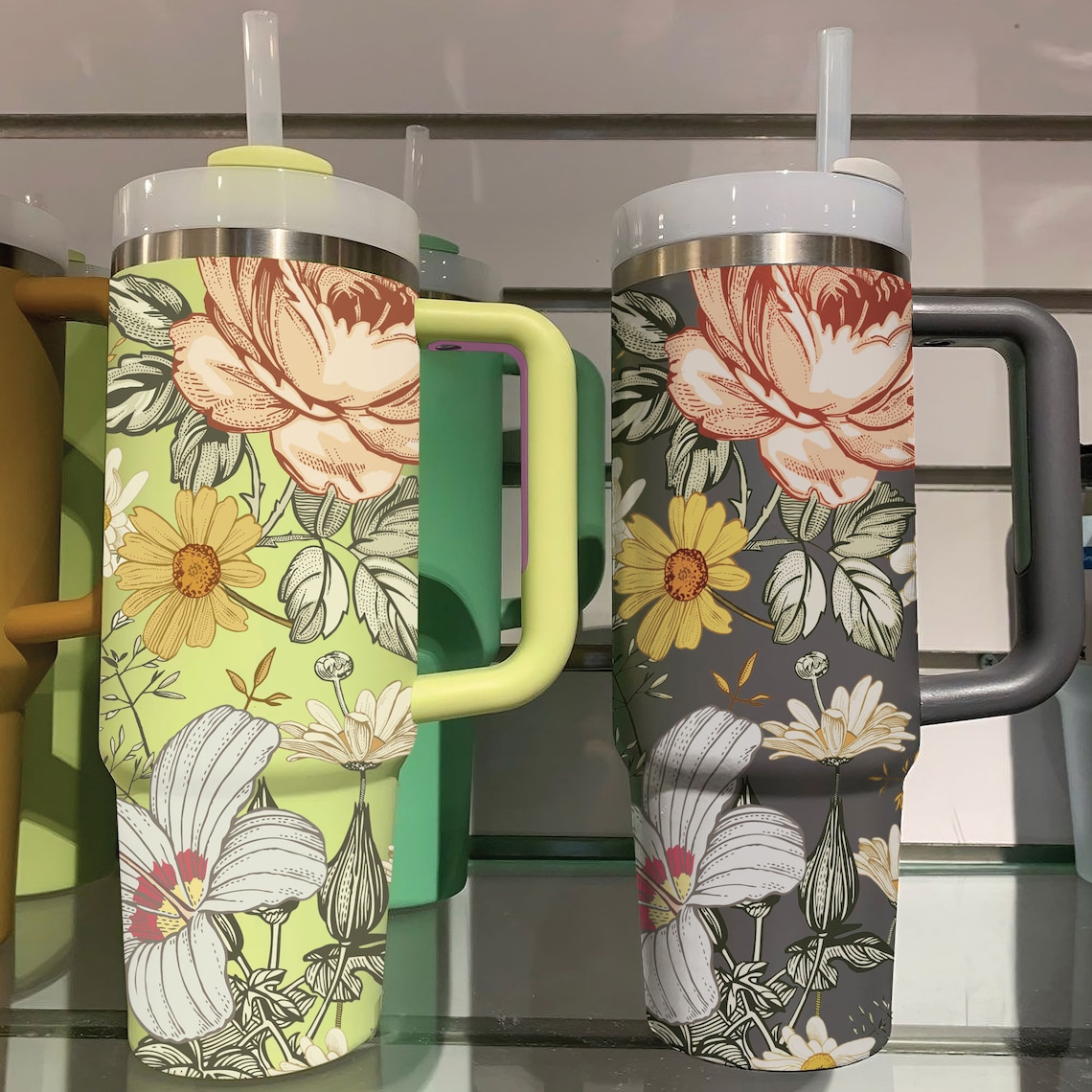 Floral Boho Flowers 30oz or 40oz Tumbler Spring 40oz Tumbler with Lid and Straw Gift For Her Him Birthday Gift LN
